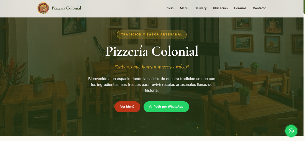 Sitio Web Pizzería Colonial